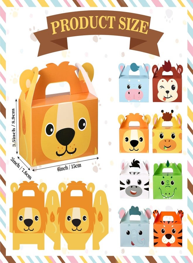 PerKoop 24 Pcs Safari Animal Party Favor Box Jungle Safari Animal Treat Box Gift Cute Zoo Animal Goodie Boxes Cardboard Candy Gift Box for Kids Girl Boy Baby Shower Jungle Theme Party Supplies - Image 2